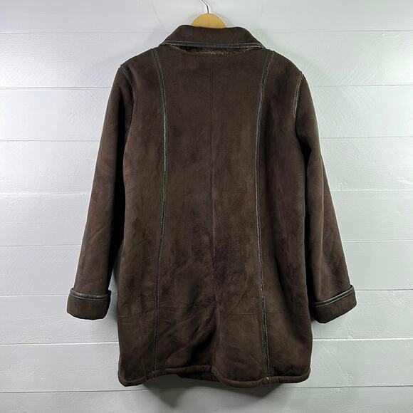 EXCELLED Collection Brown Faux Suede Button Up Long Sleeve Jacket Coat Size‎ XL - Picture 2 of 13